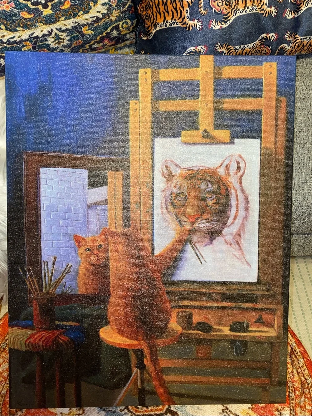 Orange Cat Painting Canvas Print by